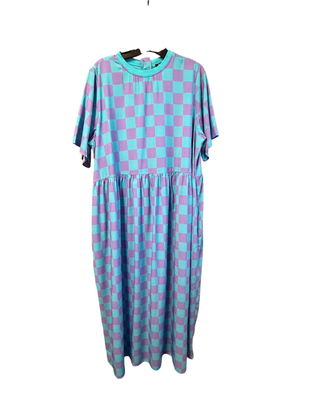 Dressed in LALA Turquoise & Purple Check Lounge Dress